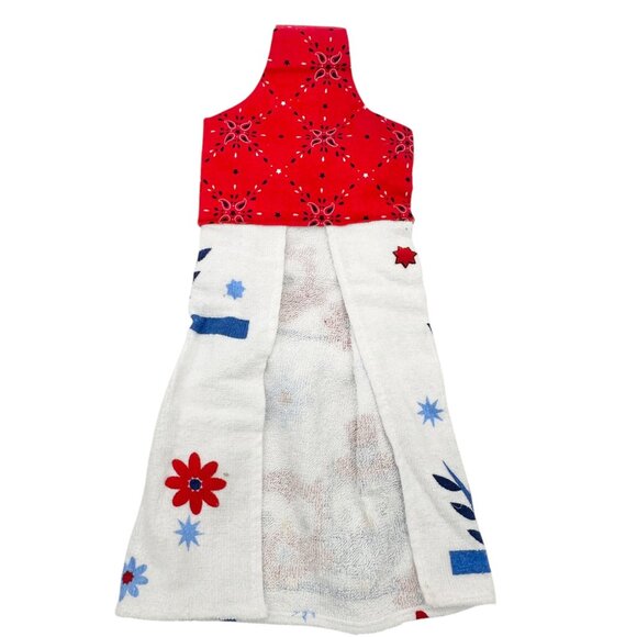 Mainstays Hanging Kitchen Towels Set of 2 Plus Trinket Dish Set Red White Blue - Picture 7 of 9